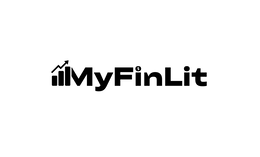 myfinlit and $ in a circle as the dot above first i. bar chart with up arrow attached to m.