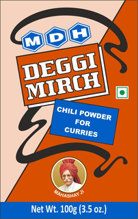 mdh deggi mirch chili powder for curries mahashay ji net wt. 100 g (3.5 oz.)