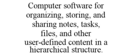 computer software for organizing, storing, and sharing notes, tasks, files, and other user-defined content in a hierarchical structure.