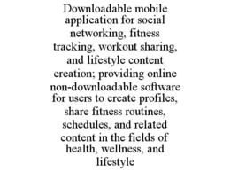 downloadable mobile application for social networking, fitness tracking, workout sharing, and lifestyle content creation; providing online non-downloadable software for users to create profiles, share fitness routines, schedules, and related content in th