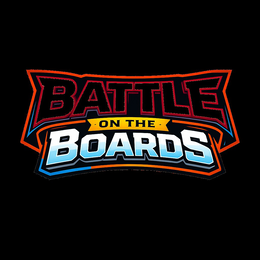 the color red appears in the lettering of the word "battle" and in the inner border of the shield-shaped design. the color orange appears in the outer border of the shield-shaped design. the color yellow appears in the banner ribbon behind the words "on t