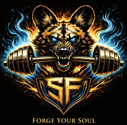 sf on the shield and forge your soul in gold letters