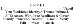 u n v e i l—————————————————unveil your workforce identitya trauma-informed, ai-enhanced workforce readiness & career identity frameworkuncover  ·  name  ·  verify  ·  edit  ·  invest  ·  launch