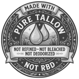 made with pure tallow not refined not bleached not deodorized not rbd