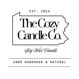 the cozy candle co. 100% handmade & natural est. 2024 soy wax candle