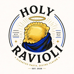 holy stuffed with purpose ravioli elevated pasta, divine flavor est. 2026 made with love