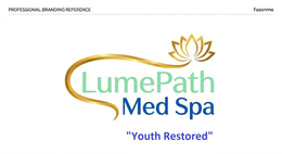 the mark consists of a lotus flower design in color gold above the wording lumepath in color teal and med spa in blue and the words, "youth restored" in the color blue.