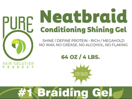pureo hair solution product neatbraid conditioning shining gel shine / define protein – rich / megahold no wax, no grease, no alcohol, no flaking 64 oz / 4 lbs. more for less & eco-friendly #1 braiding gel