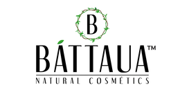 the mark consists of a black capital letter "b" inside a hexagon made of brown and green branches and green leaves on top of the word battaua.  the mark  also has a green leaf above the first capital vowel "a" of the word battaua. the word battaua is writ