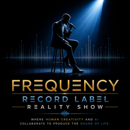 frequency record label reality show where human creativity and ai collaborate to produce the sound of life.
