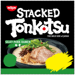 nissin stacked tonkotsu the bold side of japan silky pork ramen