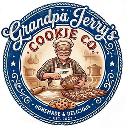 grandpa jerry's cookie co. jerry homemade & delicious est. 2023