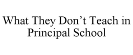 what they don’t teach in principal school