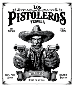 los pistoleros tequila 40% alc/vol d.o.p. 750 ml 100% puro agave blanco hecho en mÉxico organic tequila