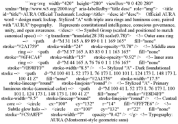 ```svg<svg   width="420"   height="280"   viewbox="0 0 420 280"   xmlns="http://www.w3.org/2000/svg"  aria-labelledby="title desc"  role="img">    <title id="title">aura official trademark lockup</title>  <desc id="desc">    official aura word + design ma