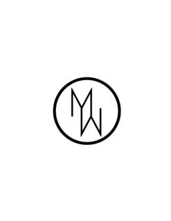 letter m placed standard and upside down within a circle