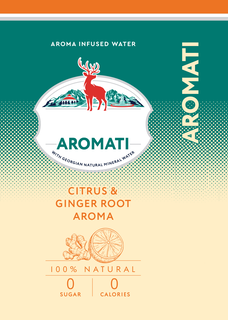 aroma infused water aromati with georgian natural mineral water citrus & ginger root aroma 100% natural 0 sugar 0 calories aromati