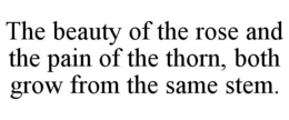the beauty of the rose and the pain of the thorn, both grow from the same stem.