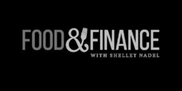 the mark consists of horizontally written business name all upper case characters; "food", followed by ampersand with an extended fork; followed by all upper case characters "finance". this is followed by all upper case characters "with shelley nadel" dir