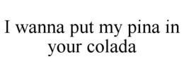 i wanna put my pina in your colada