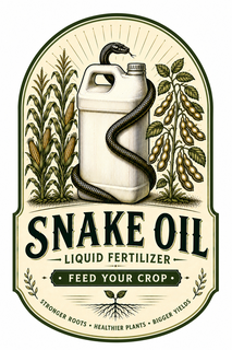 snake oil liquid fertilizer feed your crop stronger roots · healthier plants · bigger yields