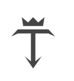 the letter "t" with an arrow at bottom and crown above it
