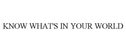 know what's in your world