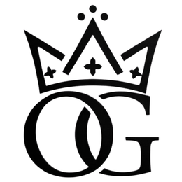 the mark consists of interlocking og letters with a 3 pointed crown