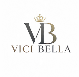 the words vici bella and the logo image design