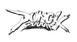 the mark consists of the stylized wording "punch pouch" in an aggressive brushstroke-style font with dynamic jagged lettering and extended graphic strokes surrounding the wording, creating an energetic and impactful visual appearance. the overall mark con