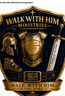 walk with him ministries incorporated + put on the full armor of god ephesians 6:11 sword of the spirit ephesians 6:17 belt of truth ephesians 6:14 walk with him you can make it! 2 corinthians 5:7
