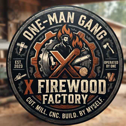 one-man gang est. 2023 operated by one x firewood factory cut. mill. cnc. build. by myself.