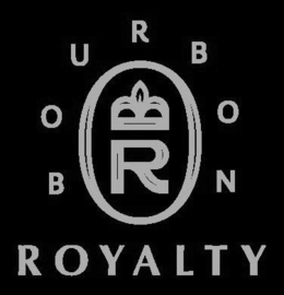 the mark consists of the stylized wording "bourbon royalty" surrounding an oval design containing a stylized letter "r" beneath a crown. the letters "b", "o", "u", "r", "b", "o", and "n" appear spaced around the oval design, with the wording "royalty" app