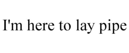 i'm here to lay pipe