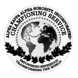 "alpha kappa alpha sorority, incorporated", "championing service", "empowering sisterhood" and "transforming the world"