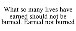 what so many lives have earned should not be burned. earned not burned